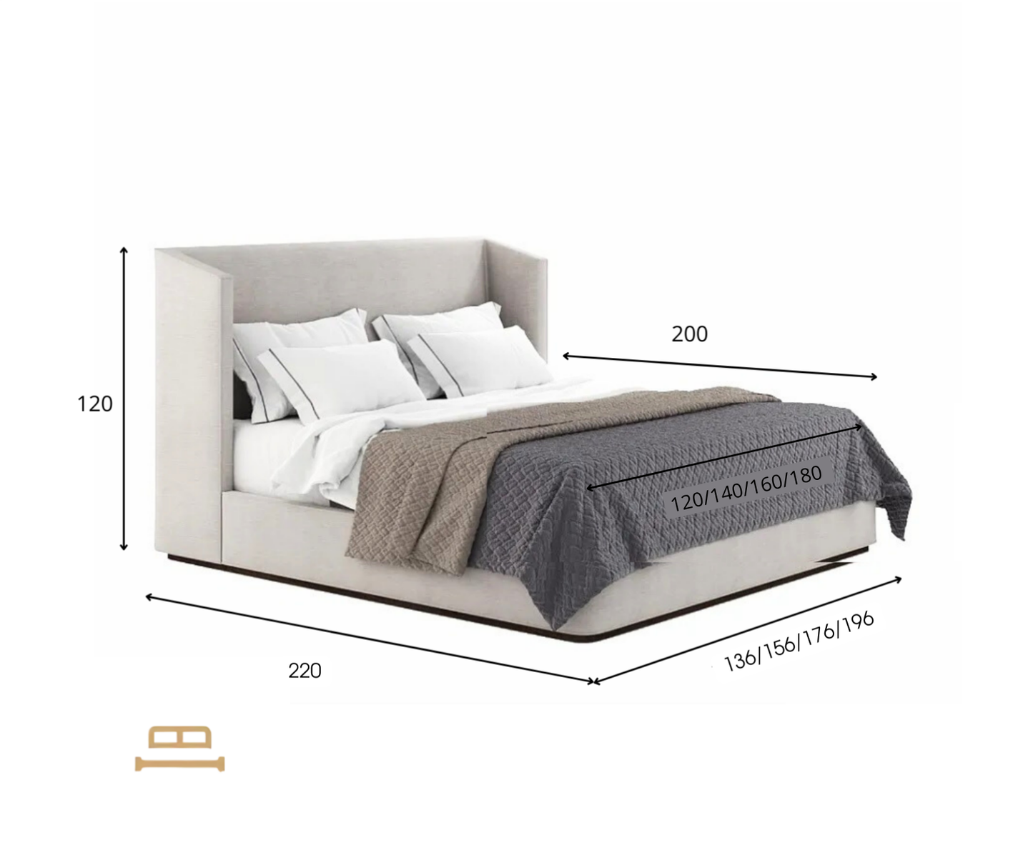 Luna kõrge pealaua voodi