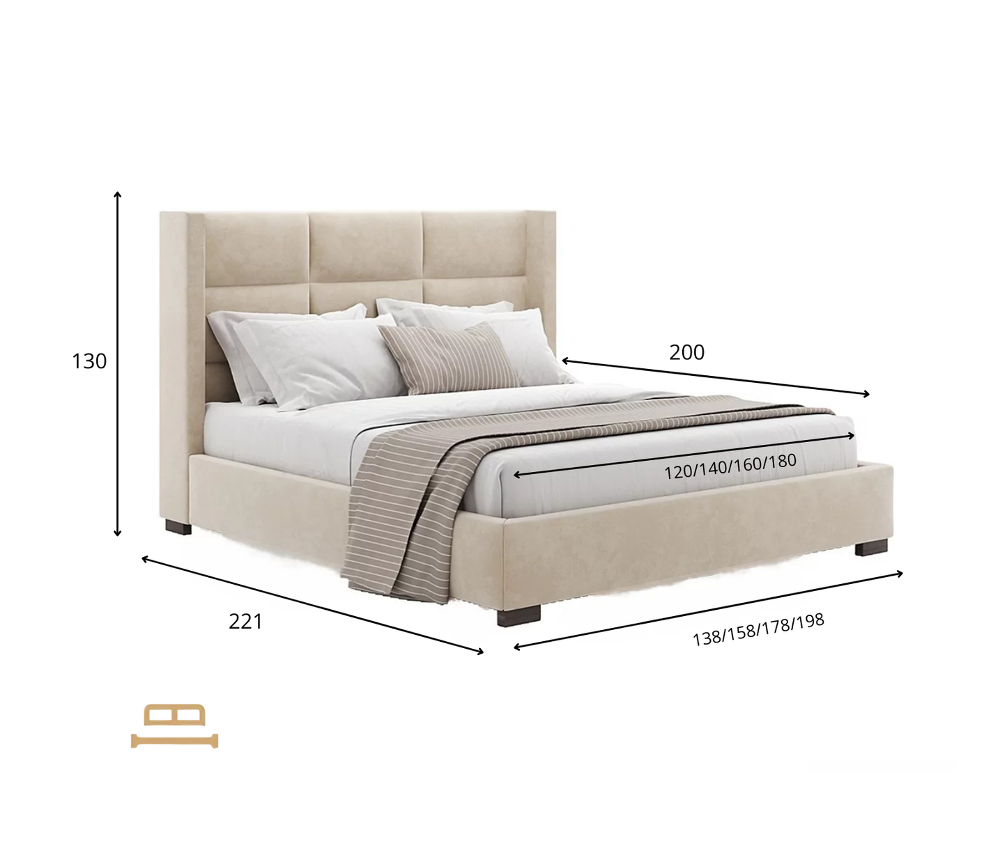 „Ava“ ​​stačiakampė galvūgalio lova N73