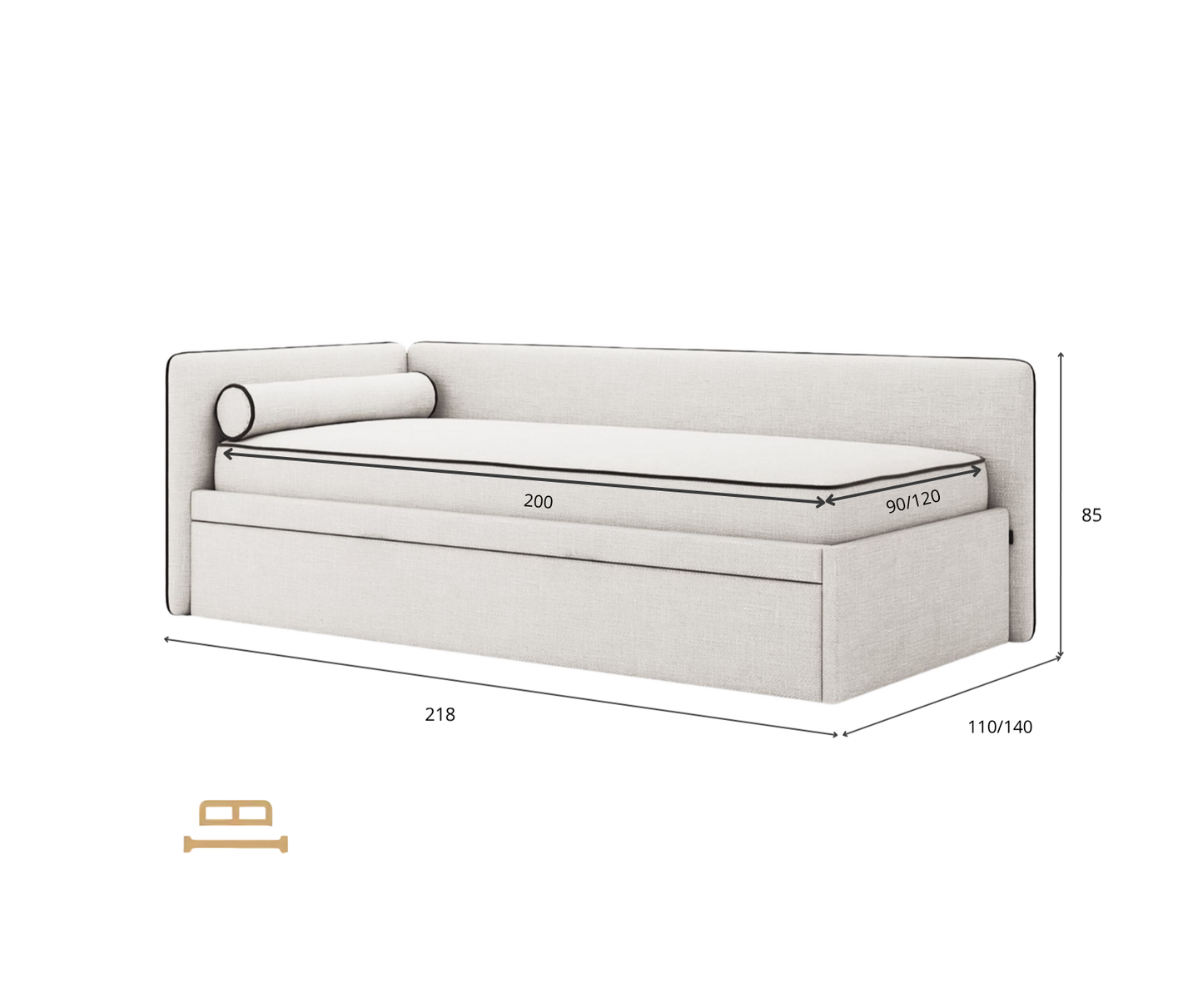 Berta gultiņa ar vienu pusi