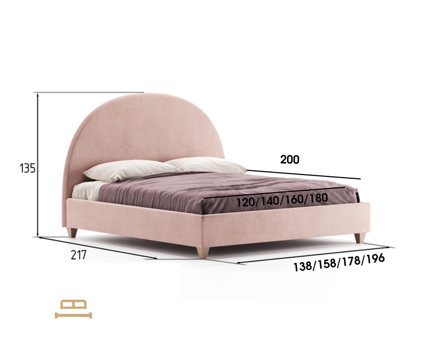 Ümmarguse pealauaga Luna voodi