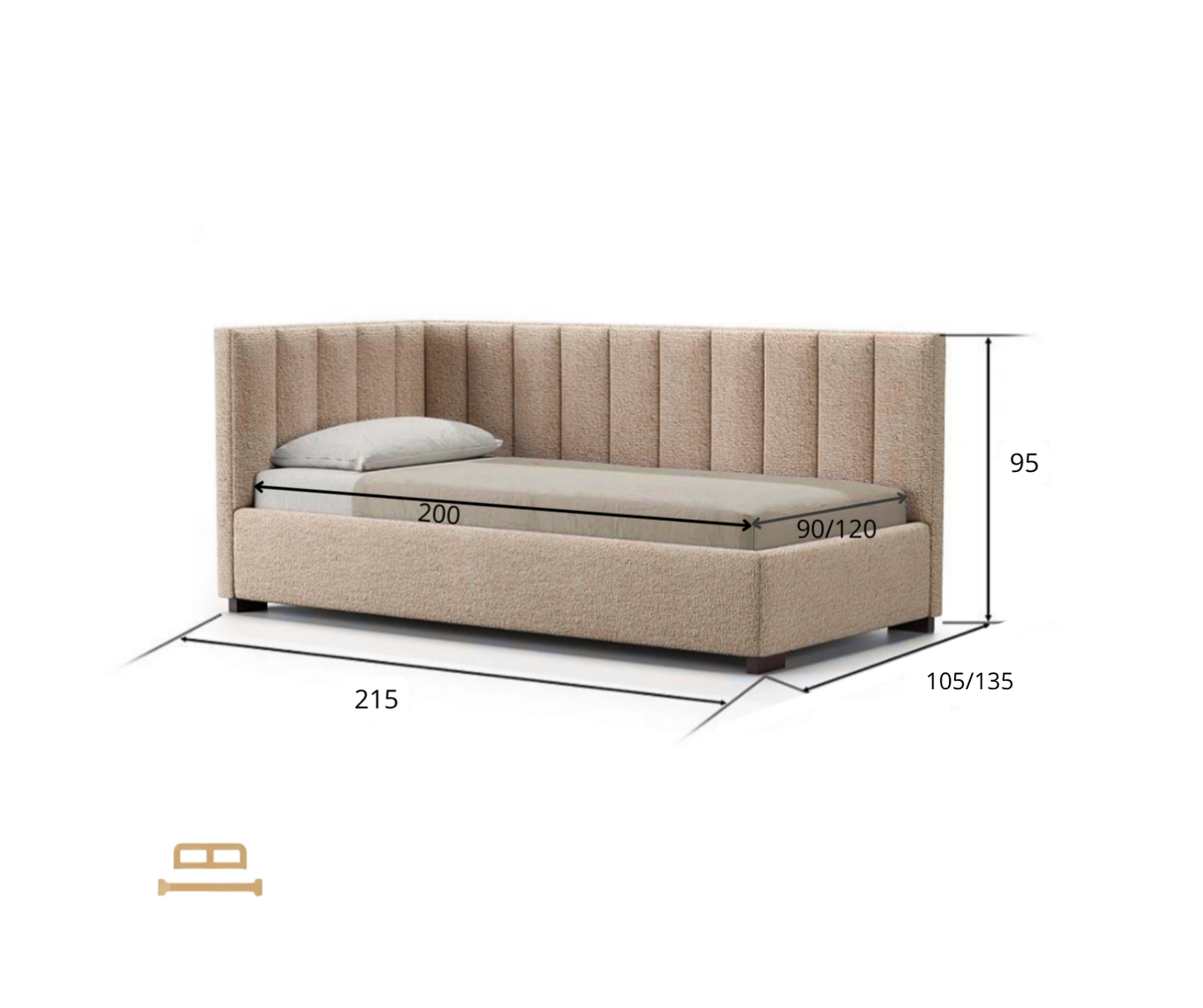 Minty Daybed with one side